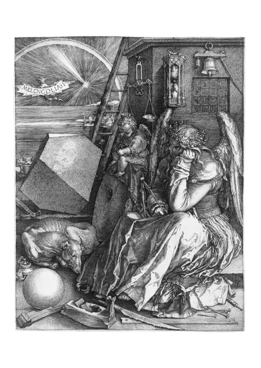 Malvorlage  Albrecht Durer - Melancholie