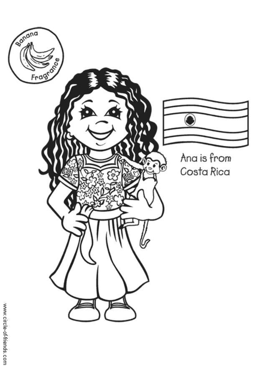 Malvorlage  Ana aus Costa Rica