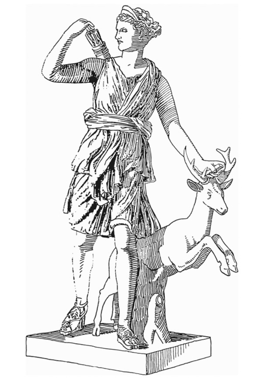 Malvorlage  Artemis, GÃ¶ttin aus der griechischen Mythologie
