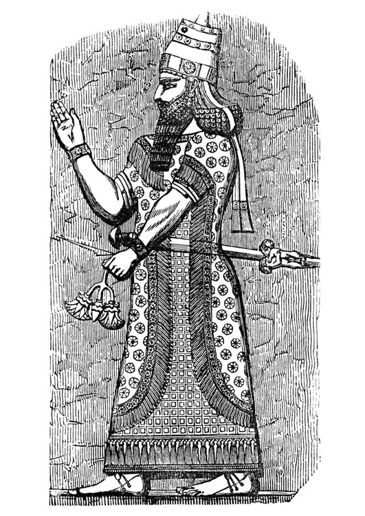 malvorlage assyrischer könig  kostenlose ausmalbilder zum