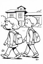 Malvorlage auf dem weg zur schule