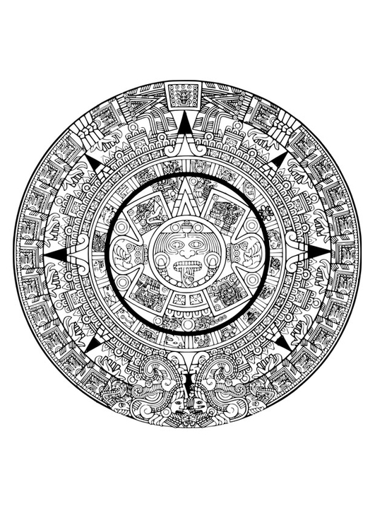 malvorlage aztekenkalender  kostenlose ausmalbilder zum
