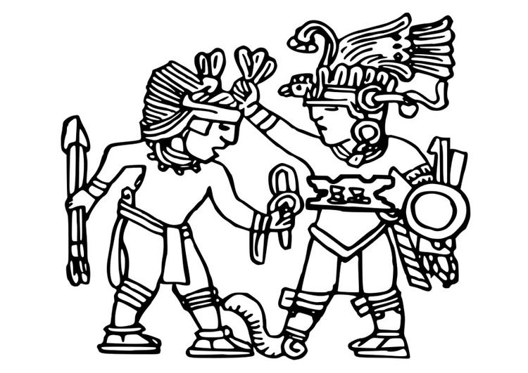 Malvorlage  Aztekische Wandmalerei