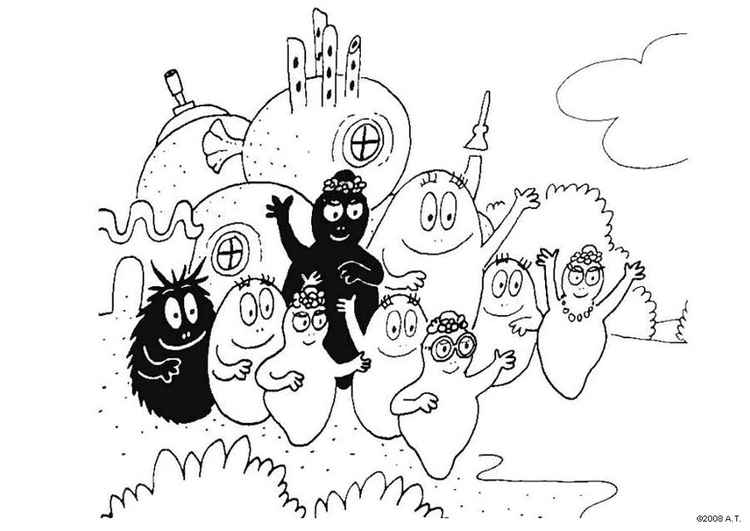 Malvorlage  Barbapapa Familie