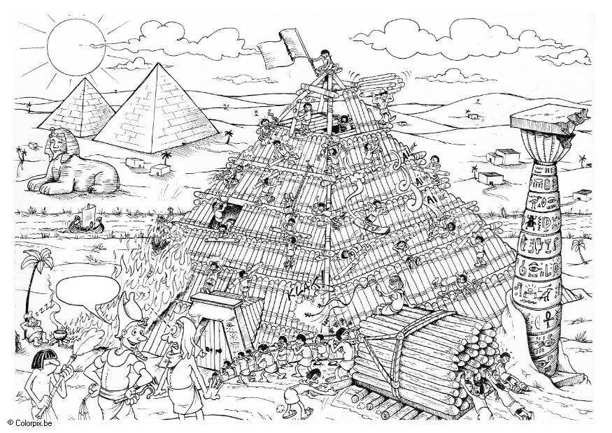Malvorlage  Bau der Pyramide