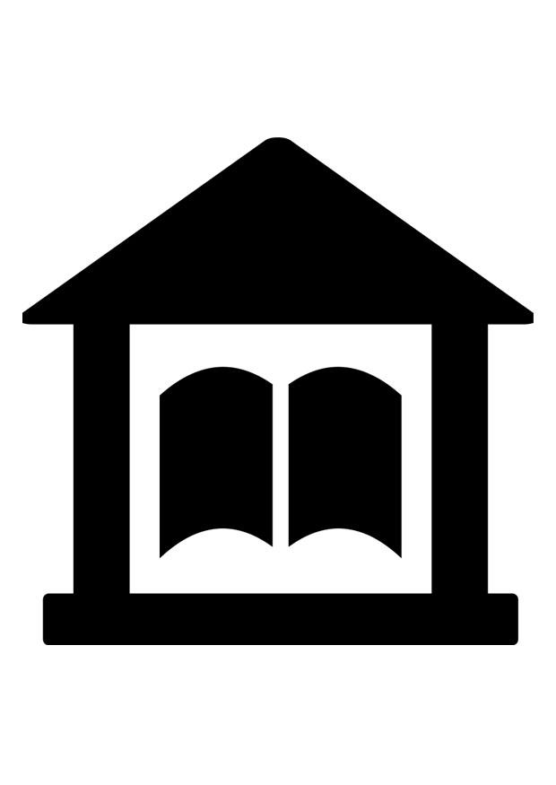 Malvorlage  Bibliothek Piktogramm