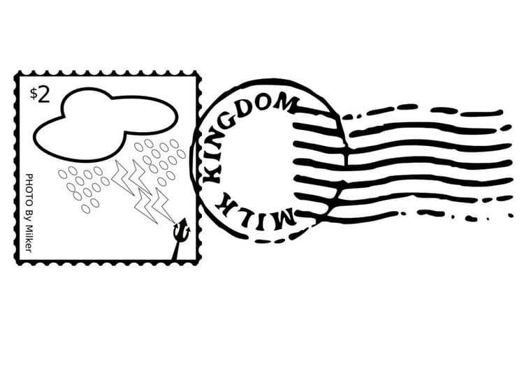 Malvorlage  Briefmarke und Stempel