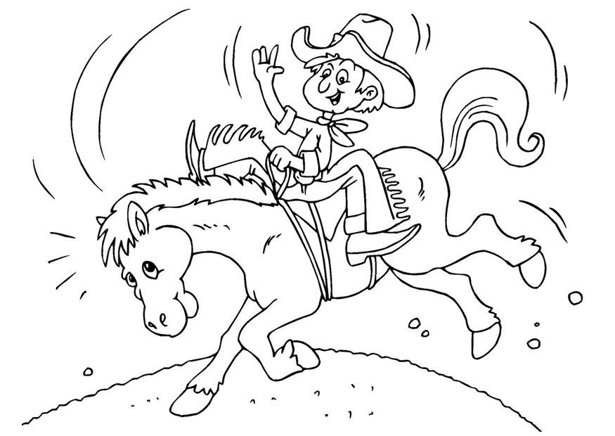 Malvorlage  Cowboy auf dem Pferd