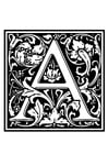 Malvorlagen Dekoratives Alphabet - A
