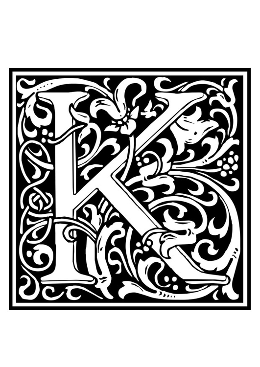 Malvorlage  Dekoratives Alphabet - K