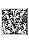 Malvorlagen Dekoratives Alphabet - V