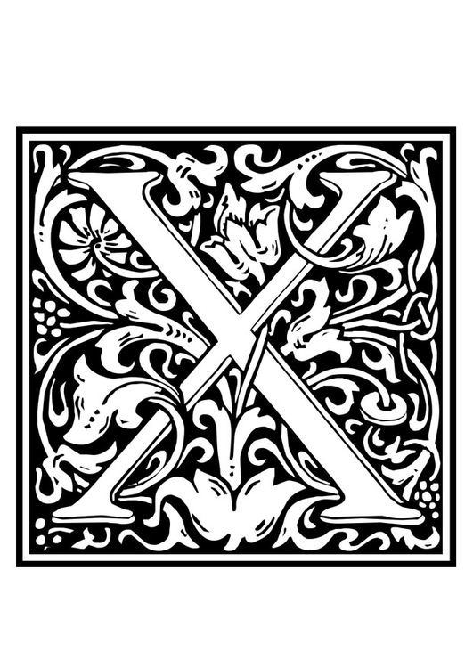 Malvorlage Dekoratives Alphabet - X - Kostenlose Ausmalbilder Zum