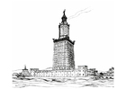 malvorlage die 7 Weltwunder - Leuchtturm von Alexandrien