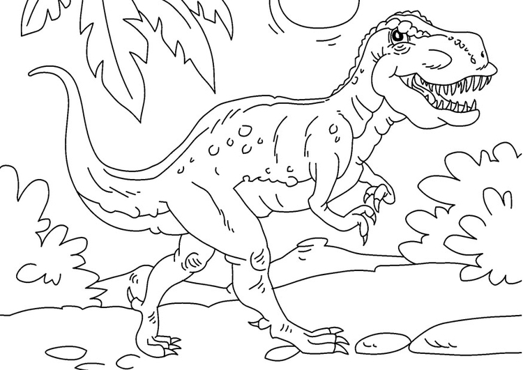 Malvorlage Dinosaurier - Tyrannosaurus Rex - Kostenlose Ausmalbilder Zum Ausdrucken.