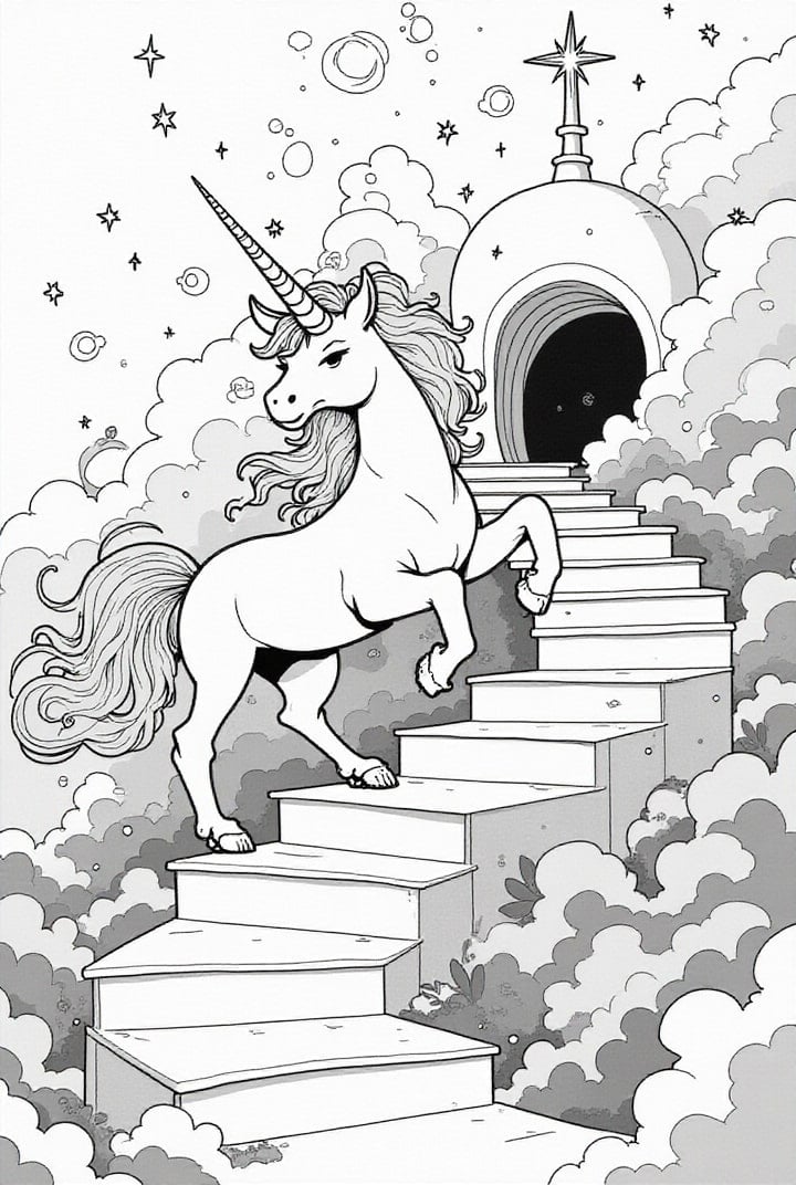 Malvorlage  Einhorn auf dem Weg zur magischen HÃ¶hle