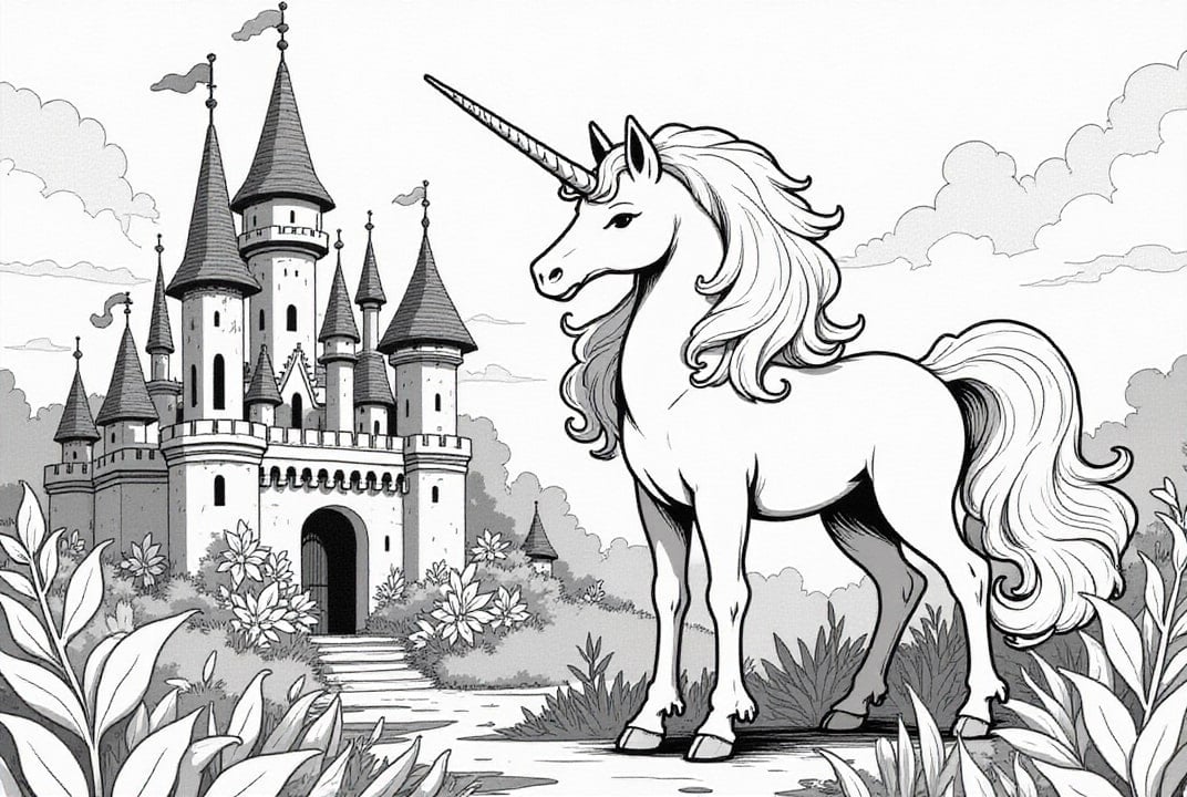 Malvorlage  Einhorn fÃ¼r Schloss