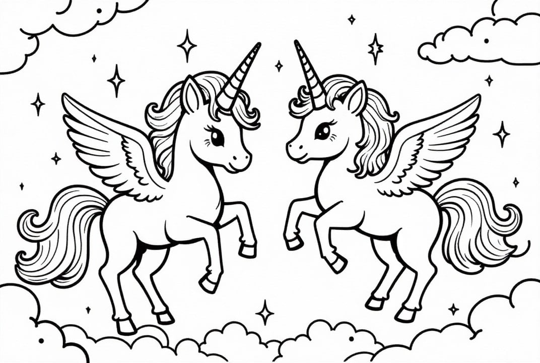 Malvorlage  Einhorn Freunde
