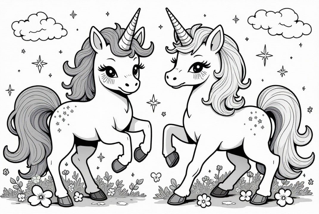 Malvorlage  Einhorn Freundschaft