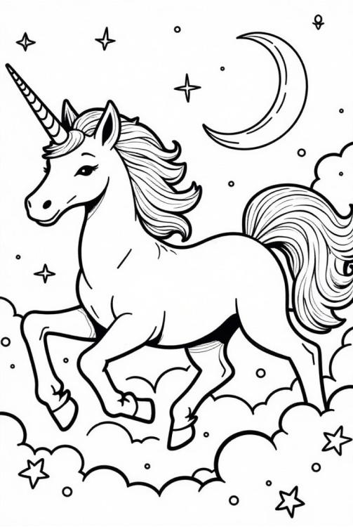 Einhorn galoppiert durch die Nacht