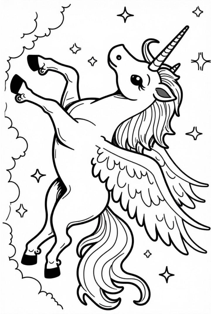 Einhorn in der sternenklaren Nacht