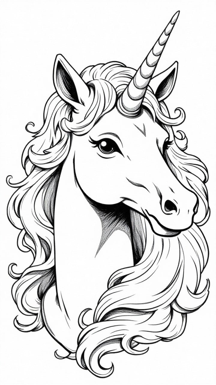 Malvorlage  Einhorn Kopf