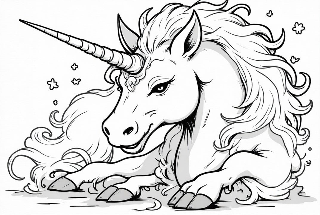 Malvorlage  Einhorn ruhen