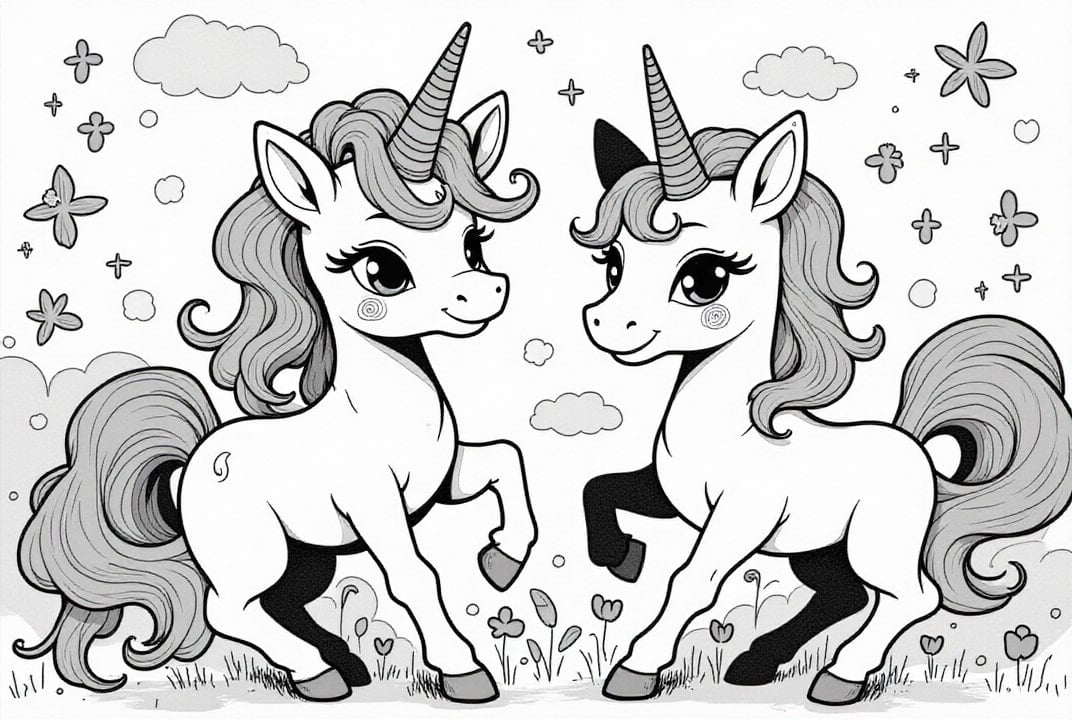 Einhornfreunde auf der Wiese