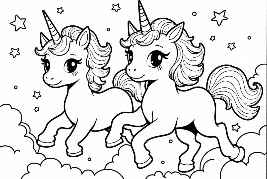 Einhornfreunde fliegen zu den Sternen