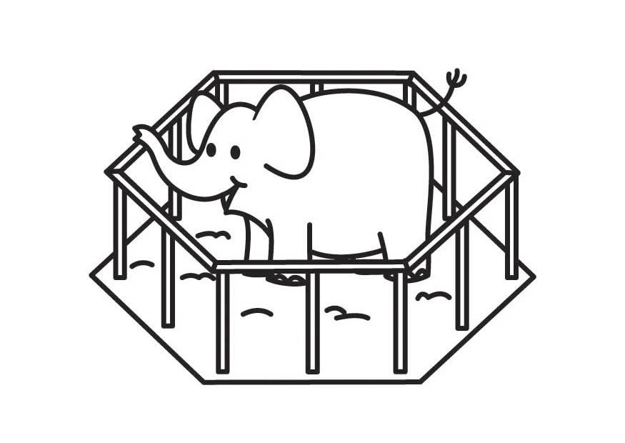 Malvorlage  Elefant im KÃ¤fig