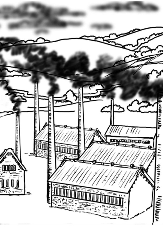 Malvorlage  Fabrike - Luftverschmutzung