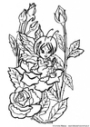 malvorlage Fee zwischen Rosen