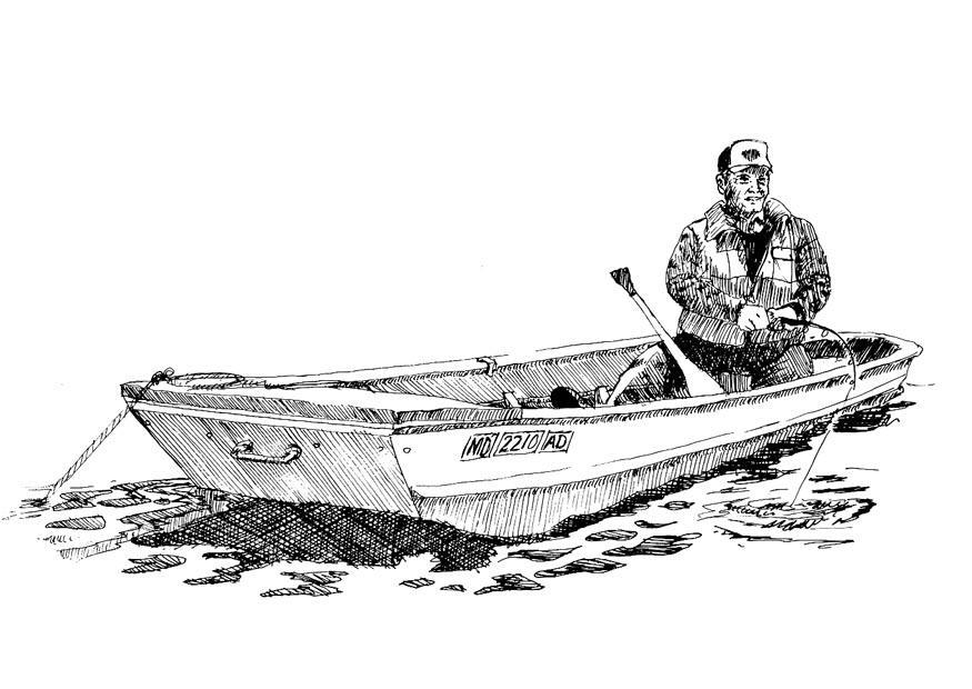 Malvorlage  Fischer im Boot