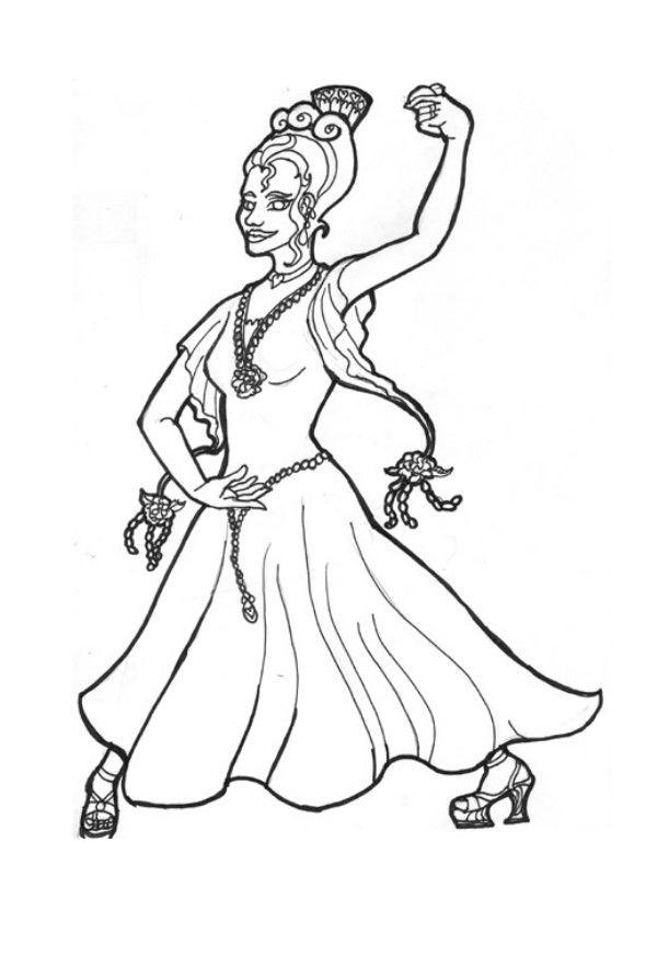 Malvorlage  Flamencoprinzessin