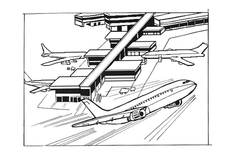 Malvorlage Flughafen | Ausmalbild 9534.