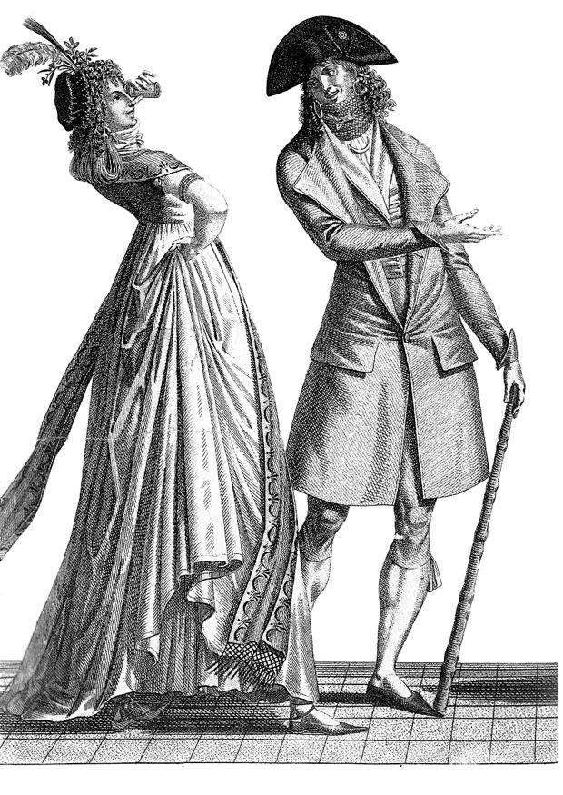 Malvorlage  franzÃ¶sische Mode 1793