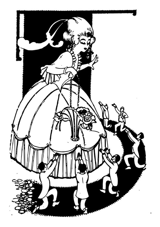Malvorlage  Frau mit Verehrern