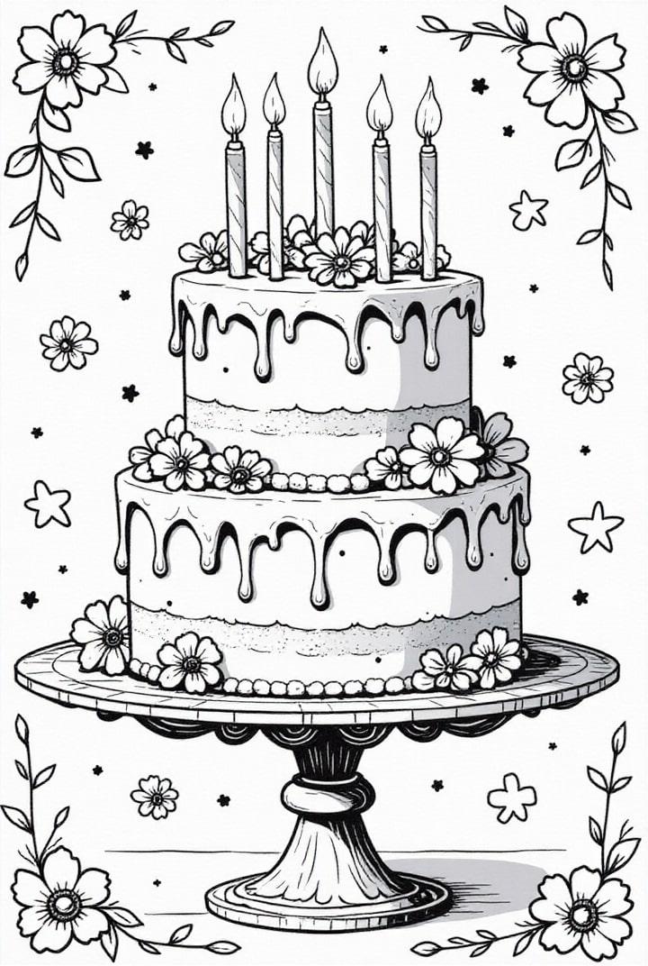 Foto zu Malvorlage Geburtstagskuchen - Kostenlose Ausmalbilder Zum Ausdrucken 