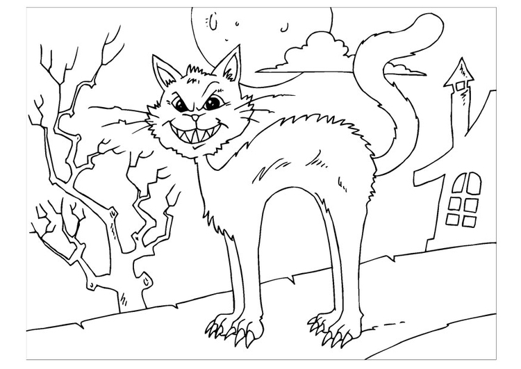 malvorlage gruselige katze  kostenlose ausmalbilder zum