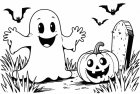 Malvorlage halloween auf dem friedhof