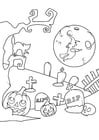 Malvorlage  Halloween-Friedhof