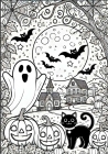 malvorlage Halloween-Landschaft
