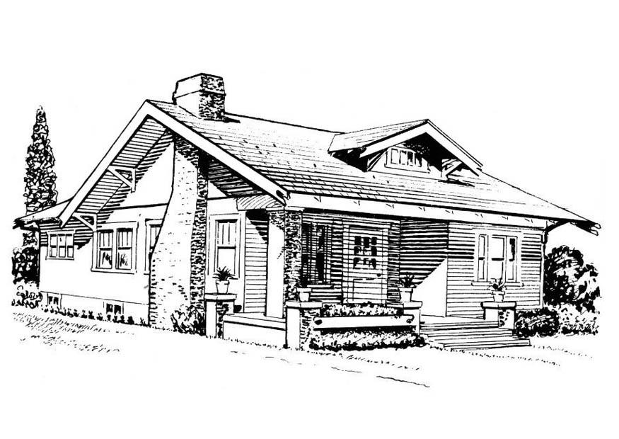 malvorlage haus  bungalow  kostenlose ausmalbilder zum