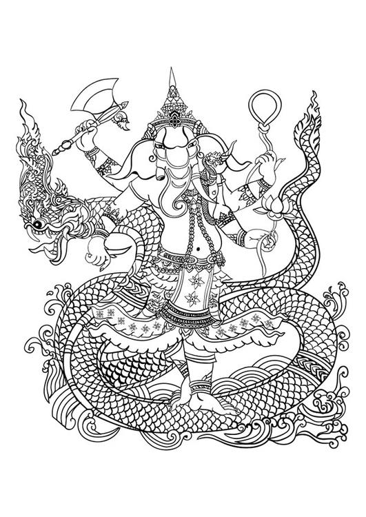 Malvorlage  Hindugott Ganesh