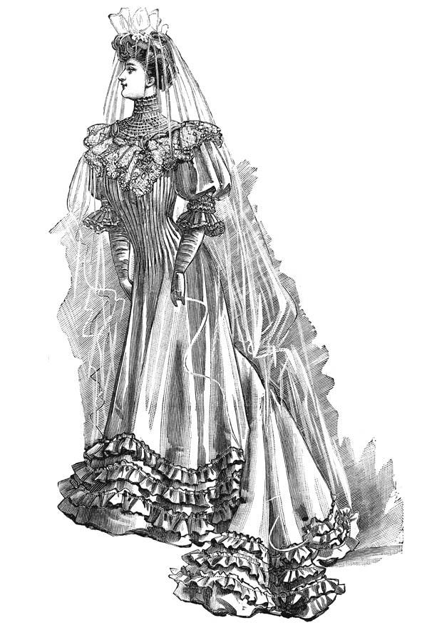 Malvorlage  Hochzeitskleid 1906