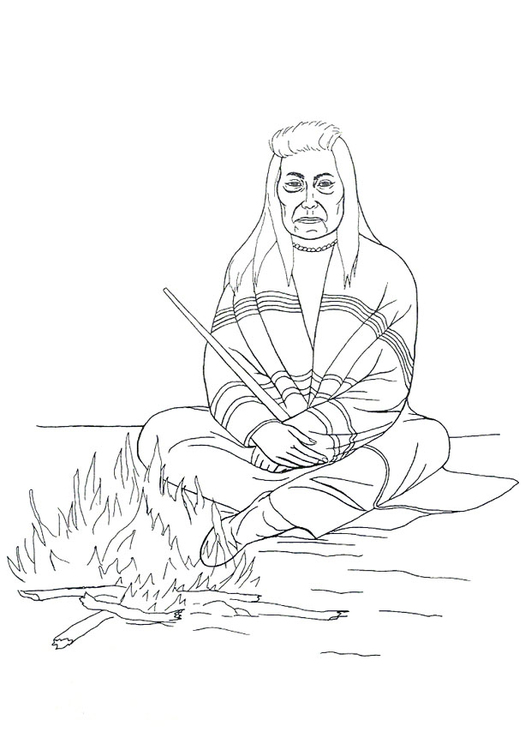 malvorlage indianer am lagerfeuer  kostenlose ausmalbilder zum ausdrucken  bild 18247