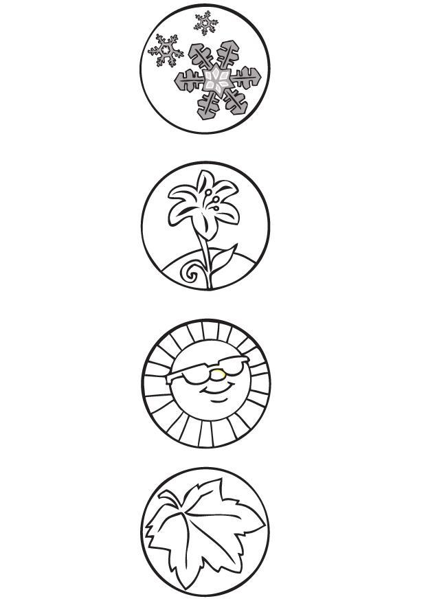 Malvorlage  Jahreszeitensymbole