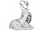 Malvorlage  Japanische Frau in traditioneller Kleidung