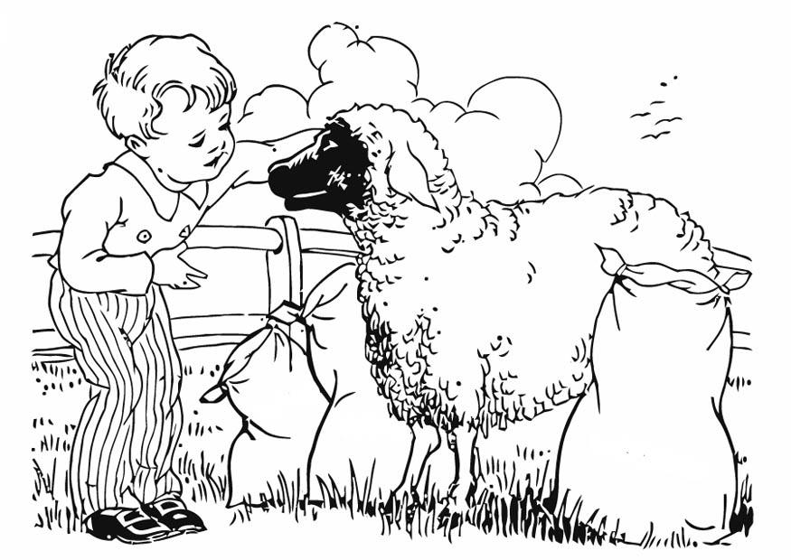 Malvorlage  Junge mit Schaf