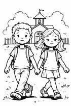 Junge und Mädchen in der Schule