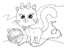 malvorlage Katze und Wolle